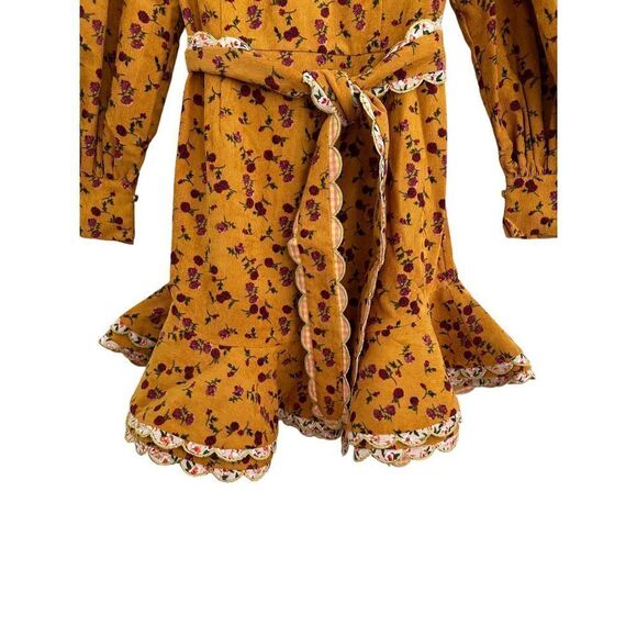 CeliaB Alder Puff Sleeve Floral Mini Dress Yellow Women’s Size Medium - Picture 5 of 10